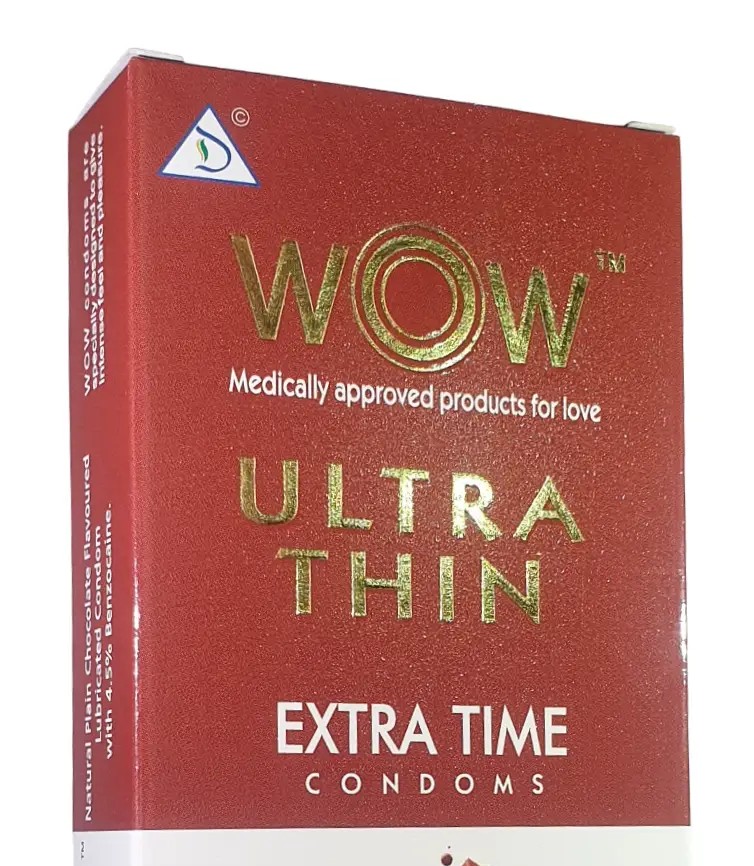 Wow Ultra Thin Extra Time Chocolate Condom 3pc 3pc