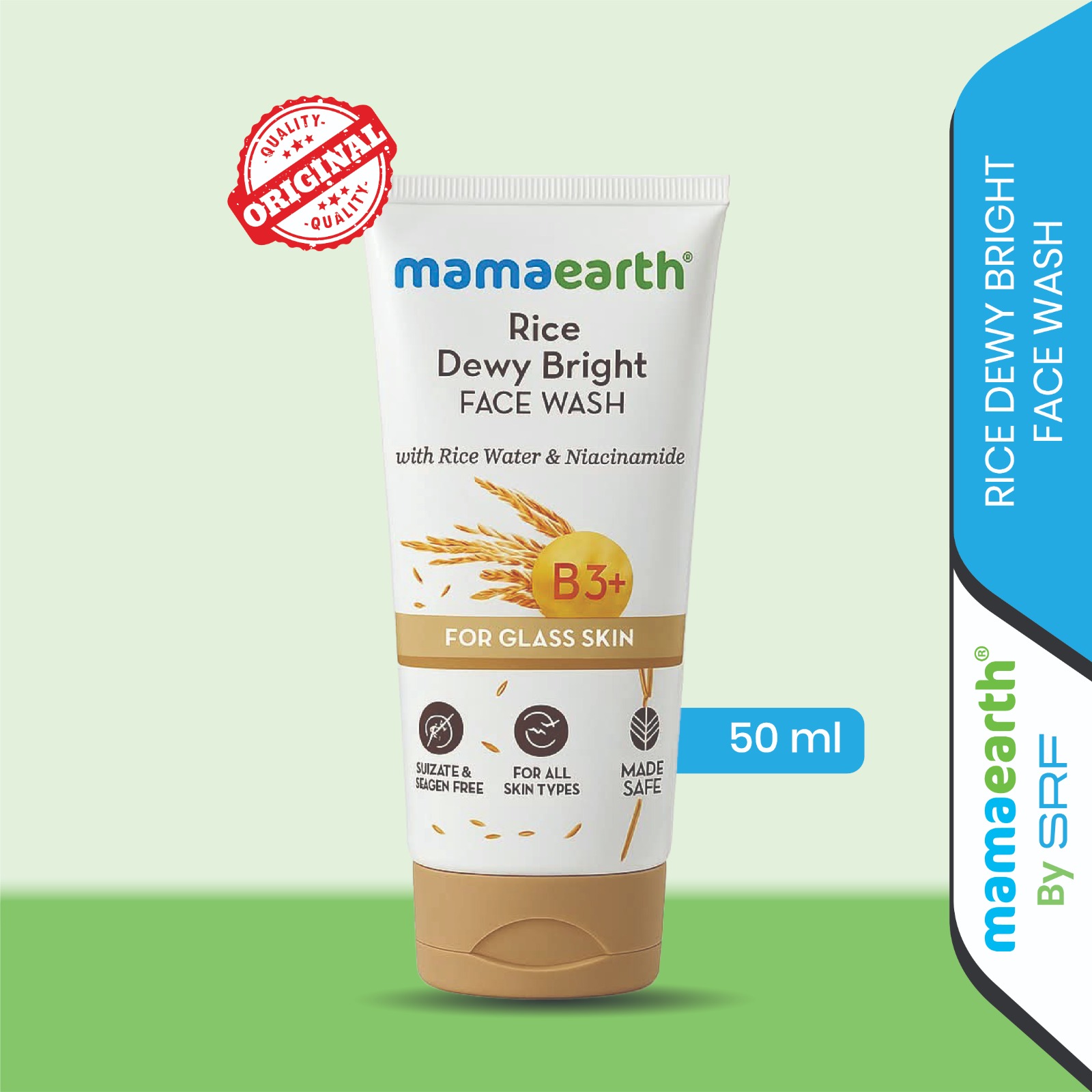 Mamaearth Rice Dewy Bright Face Wash with Niacinamide for Glass Skin 50ml 50ml