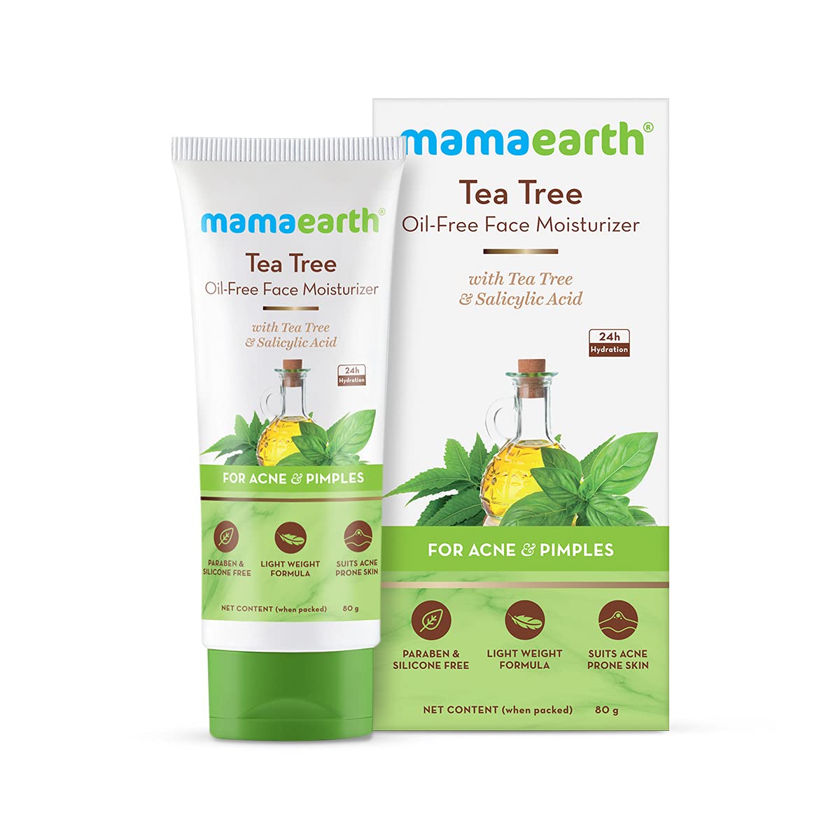Mamaearth Tea Tree Oil-Free Face Moisturizer with Salicylic Acid for Acne & Pimples 80g 80g
