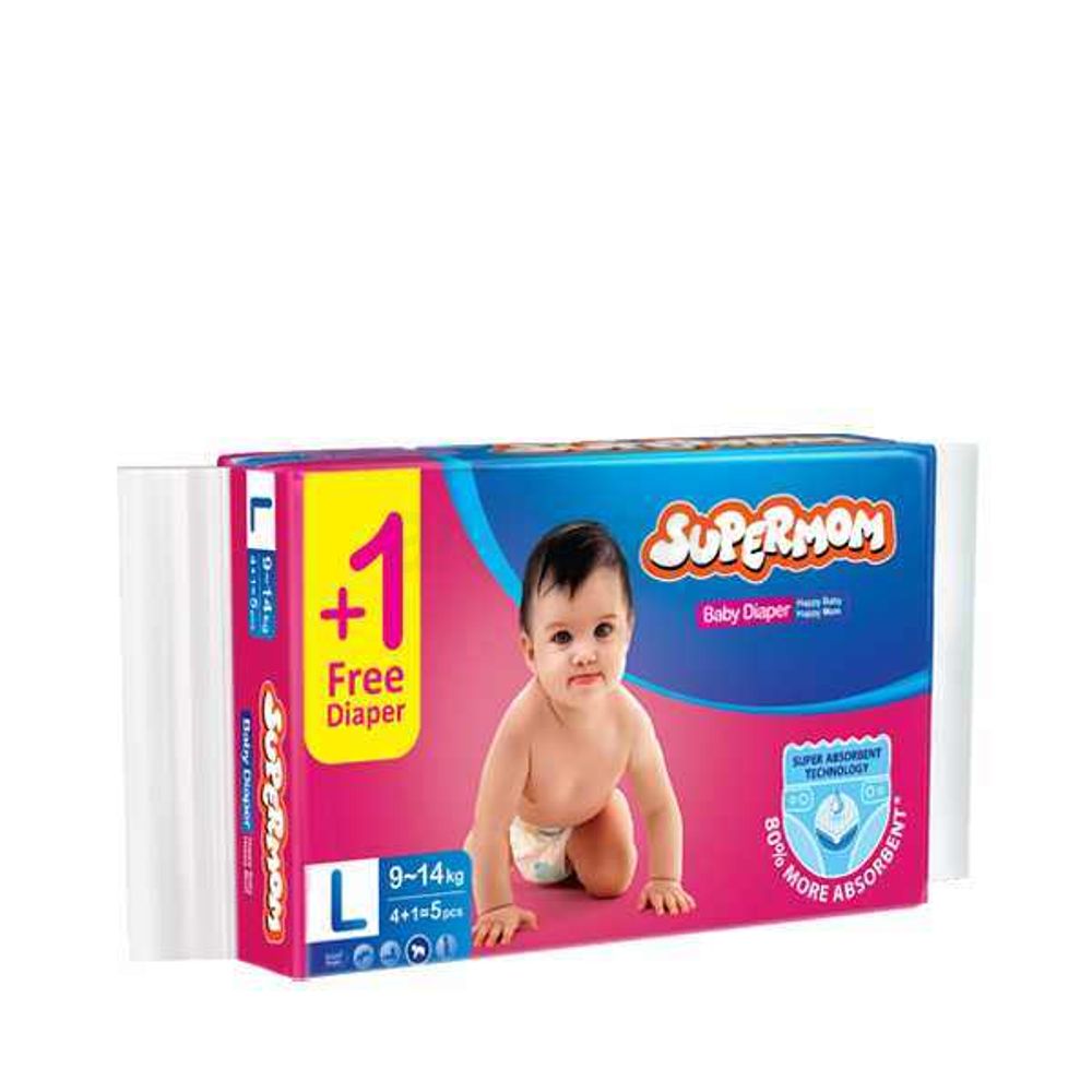 SuperMom Baby Diaper ( belt system) L (9-14 KG) 5 PCS