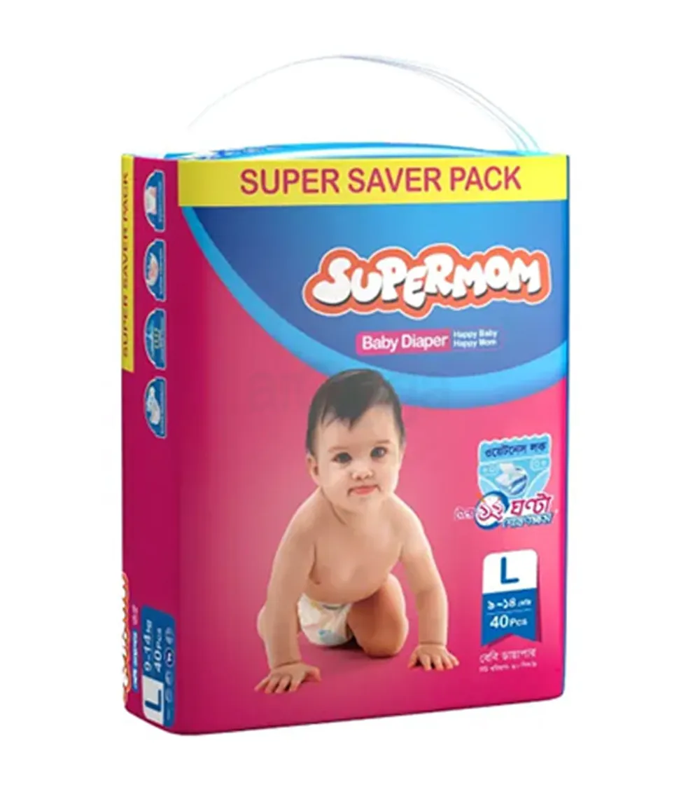 SuperMom Baby Diaper (belt system) L (9-14 KG) 40 PCS