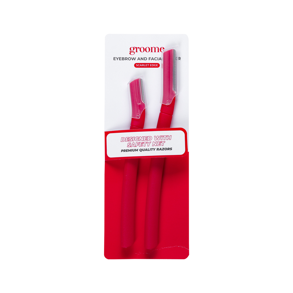 Groome Eyebrow And Facial Razor Scarlet Edge 2pc 2pc