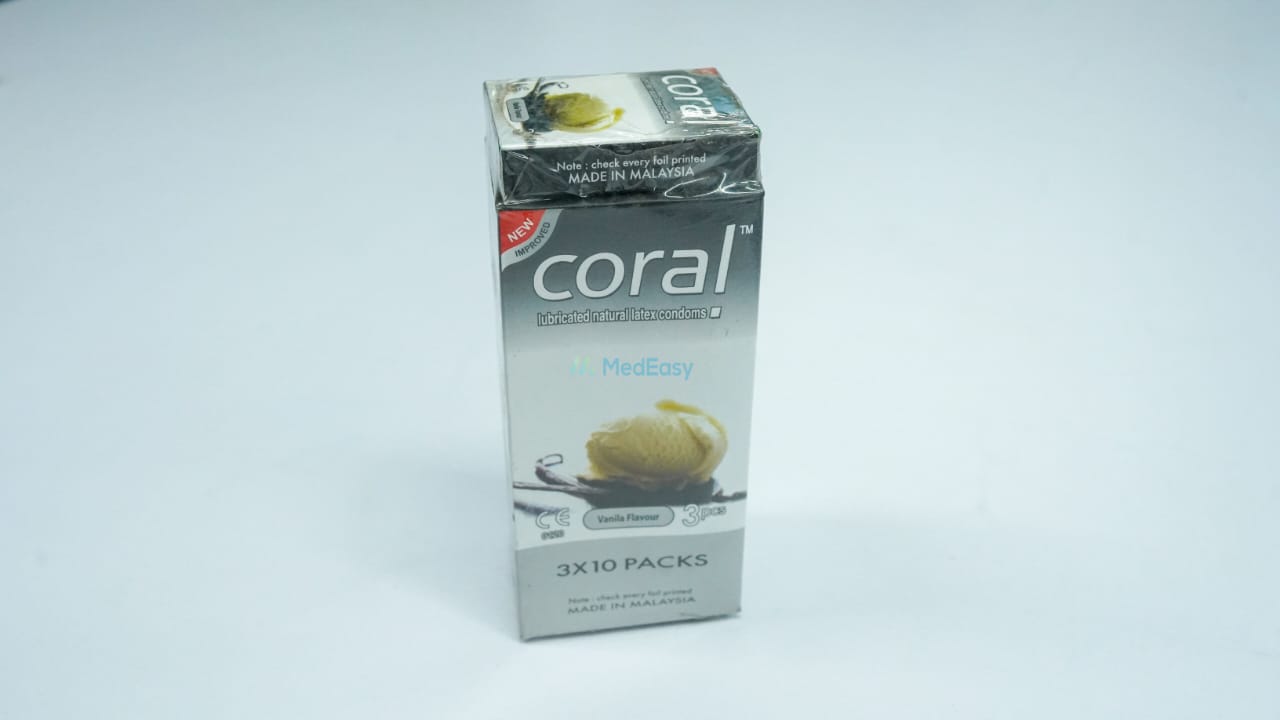Coral Vanila Flavor Lubricated Natural Latex Condoms 