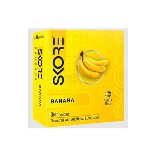 Skore Banana 1500+ Dotted Condom with Additional Lubrication 3pc 3pc