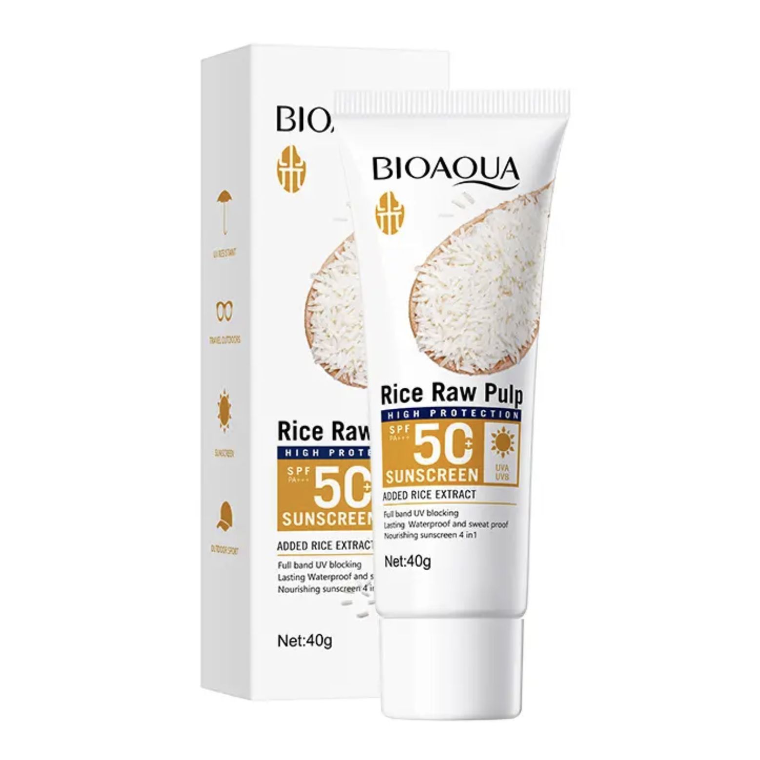 Bioaqua Rice Raw Pulp Sunscreen SPF 50+ for Hydrating Skin 40g 40g