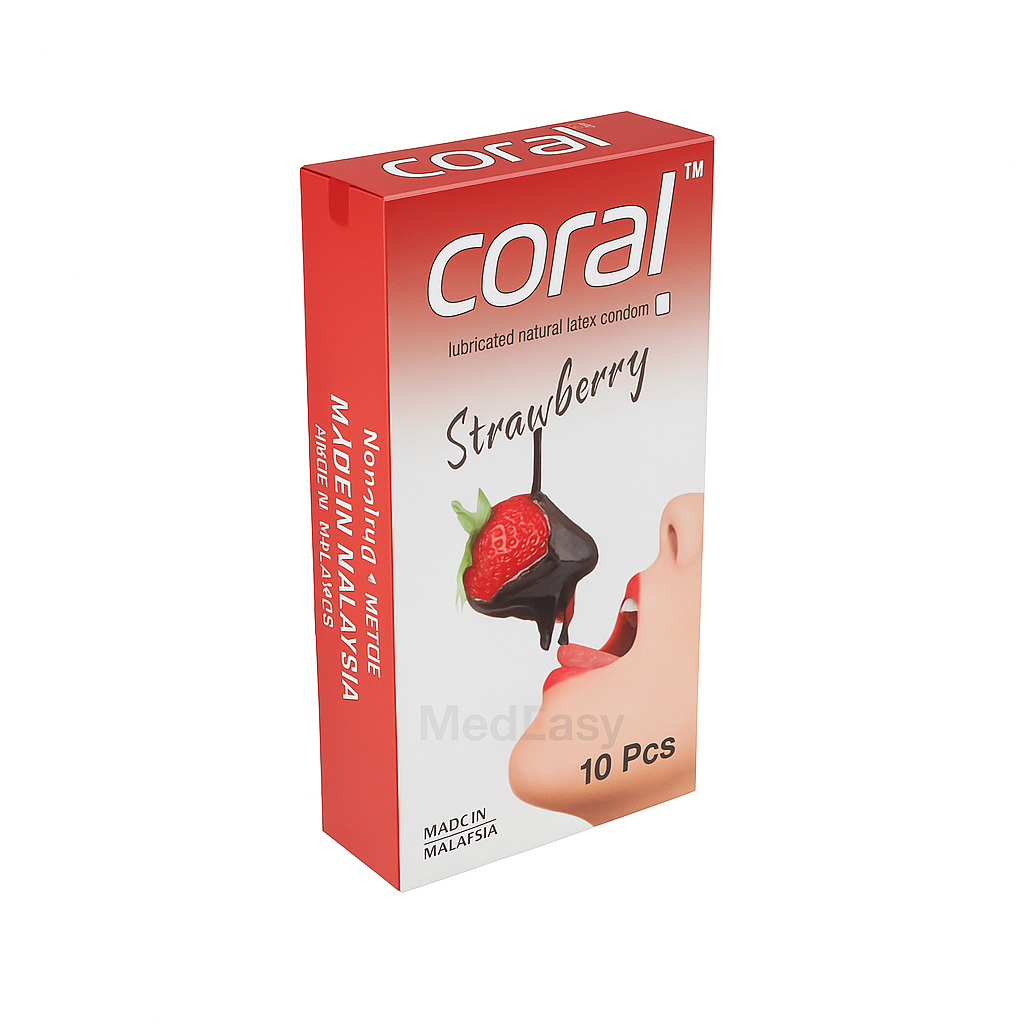 Coral Strawberry Flavour Choco Colour Premium Condoms 10's Pack