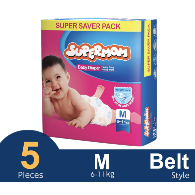 SuperMom Baby Diaper M (6-11 KG) 5 PCS