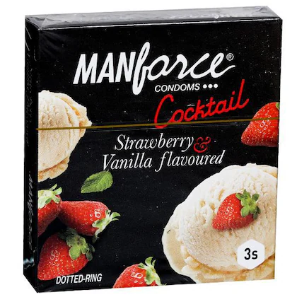 Manforce Cocktail Condom Strawberry and Vanilla Flavoured 3pc 3pc