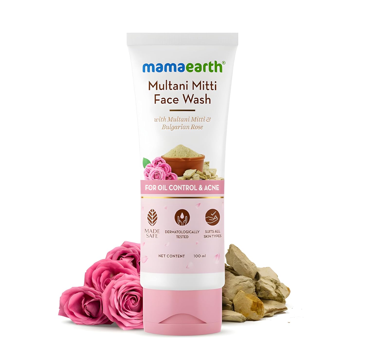Mamaearth Multani Mitti Face Wash with Bulgarian Rose for Oil Control & Acne 100ml 100ml