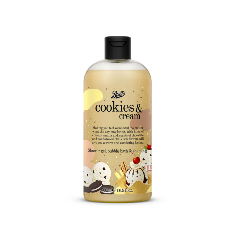 Boots Cookies & Cream Shower Gel, Bubble Bath & Shampoo 500ml 500ml