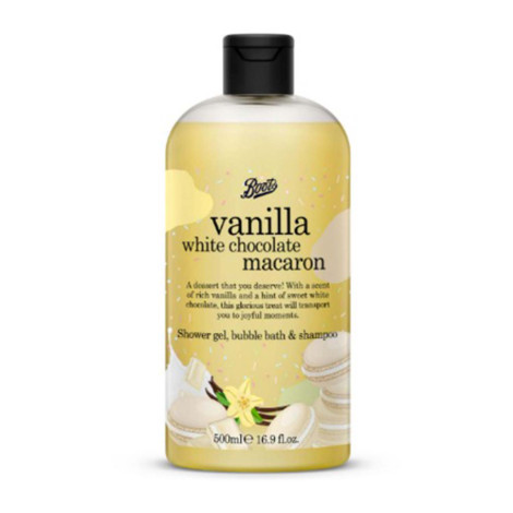 Boots Vanilla White Chocolate Macaron Shower Gel, Bubble Bath & Shampoo 500ml 500ml