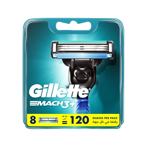 Gillette Mach3+ Razor Blade Up To 120 Shaves Per Pack - 8 Cartridges 1pc