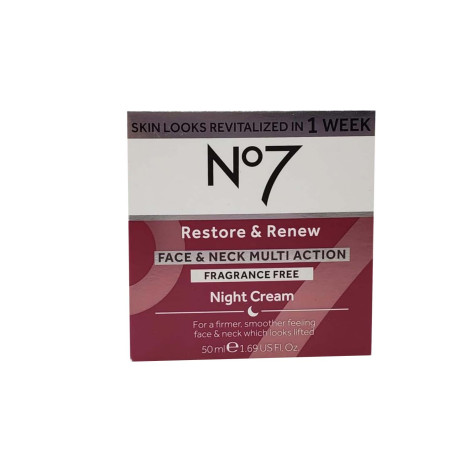 No7 Restore & Renew Multi-Action Face And Neck Fragrance Free Night Cream 50ml 50ml