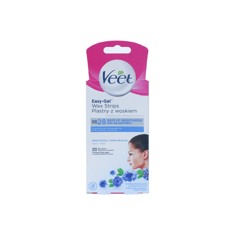 Veet Easy Gel Face Wax Strips For Sensitive Skin - 20'S 1pcs