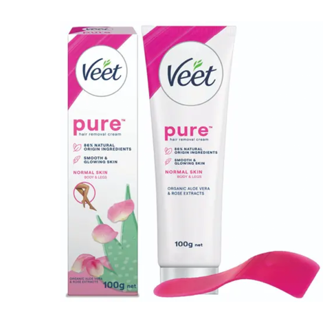 Veet Pure Organic Aloe Vera & Rose Extracts Hair Removal Cream 100g 100g