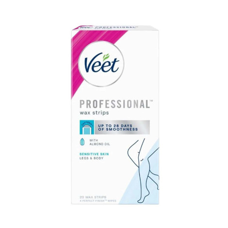 Veet Professional Legs & Body With Almond Oil 20 Wax Strips 20strips