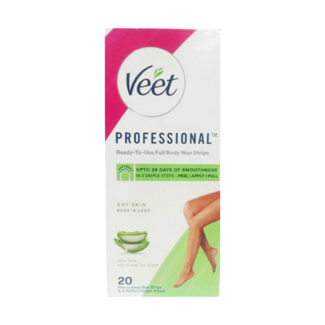 Veet Professional Ready To Use Aloe Vera Full Body 20 Wax Strips 20strips