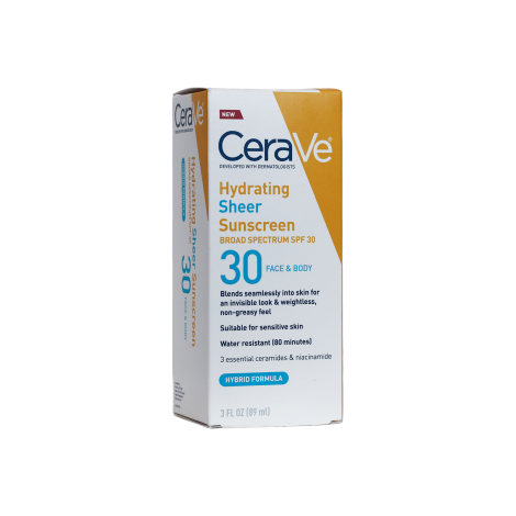 CeraVe Hydrating Sheer Face and Body Sunscreen SPF30 89 ml 89ml