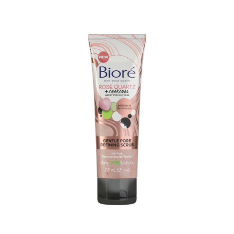Biore Rose Quartz+ Charcoal Gentle Pore Refining Scrub 110ml 110ml