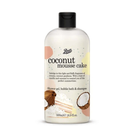 Boots Coconut Mousse Cake Shower Gel, Bubble Bath & Shampoo 500ml 500ml