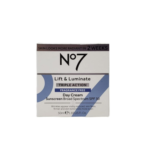 No7 Lift & Luminate Triple Action Fragrance Free Day Cream with SPF30 50ml 50ml