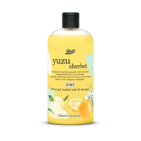 Boots Yuzu Sherbet 3-in-1 Shower Gel, Bubble Bath & Shampoo 500ml 500ml