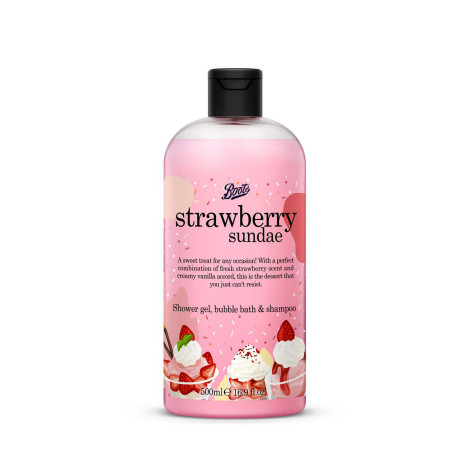 Boots Strawberry Sundae Shower Gel, Bubble Bath & Shampoo 500ml 500ml