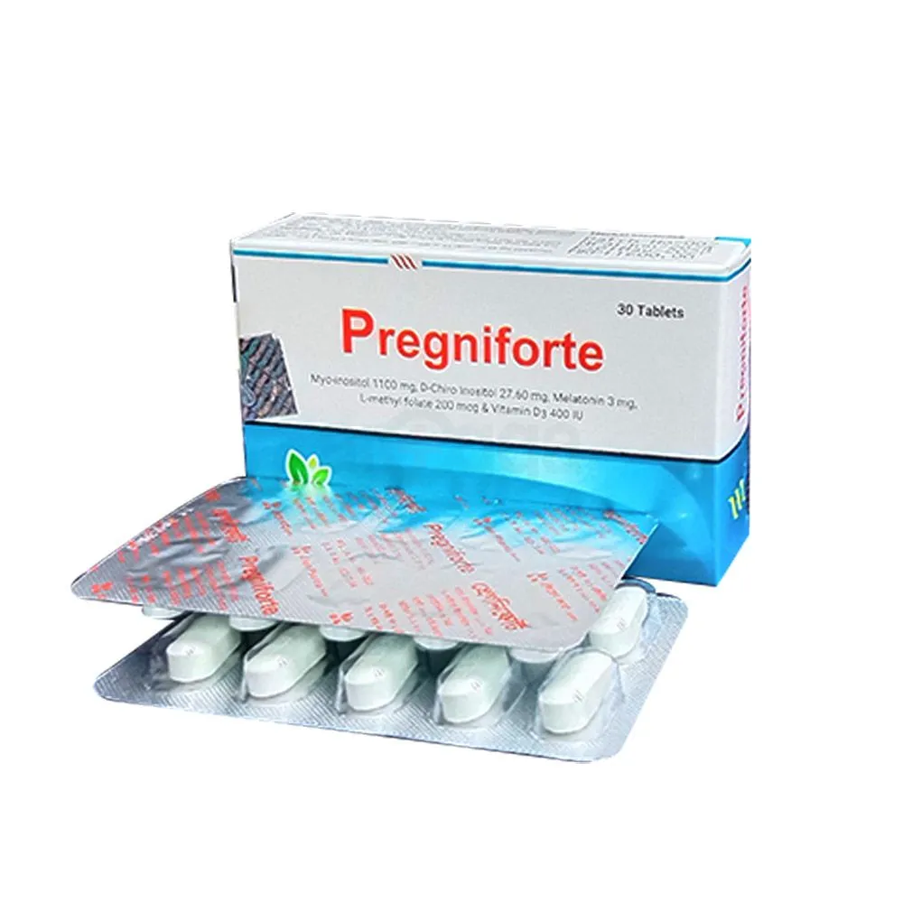 Pregniforte 1100mg,D-Chiro Inositol 27.60mg.Melatonin 3mg,L-methyl folate 200mcg &Vitamin D3 400iu