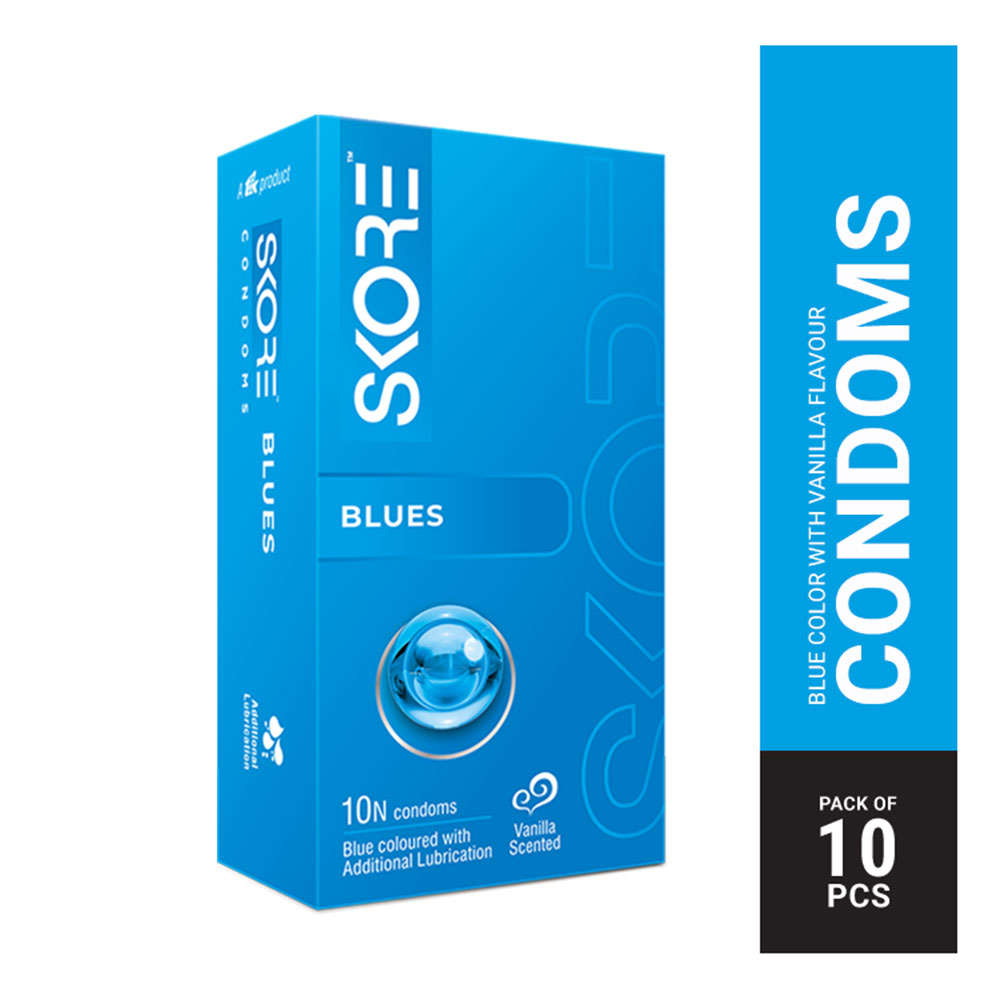Skore Blues Vanilla Flavoured Condom with Additional Lubricaion 10pc 10pc
