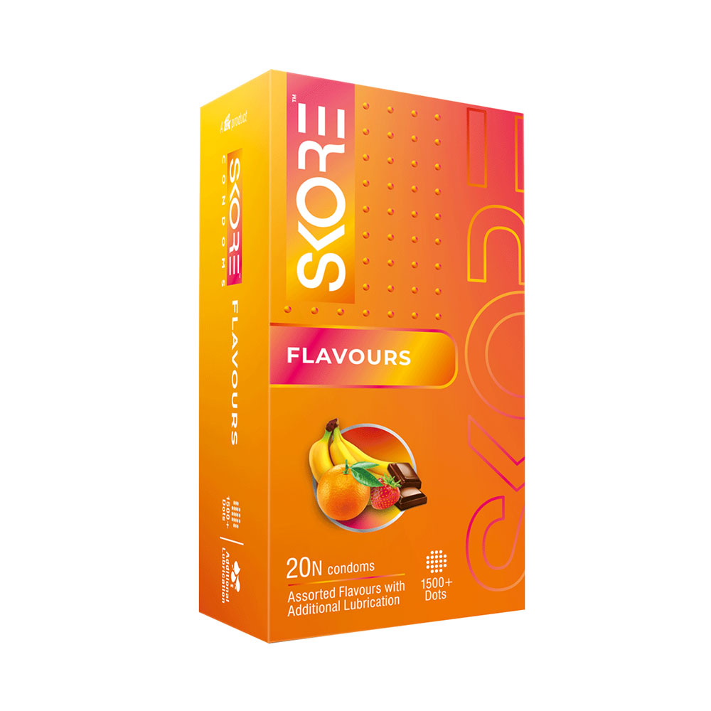 Skore Flavours Assorted 1500+ Dotted Condom with Additional Lubrication 20pc 20pc